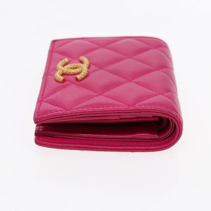 Chanel Textured CC Bifold Wallet Quilted Caviar, PINK, LEATHER, Wallets
