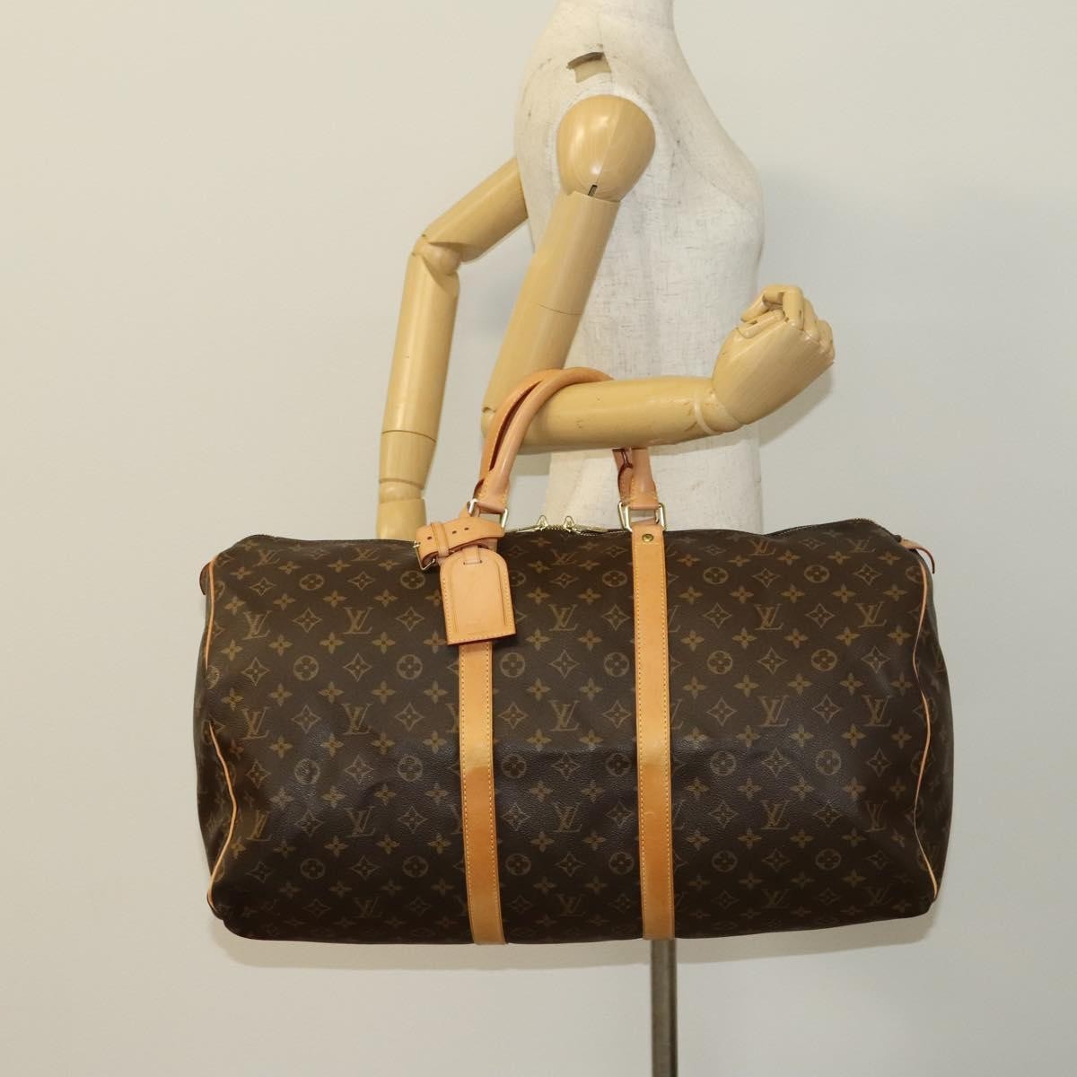 Louis Vuitton Keepall Bag Monogram Canvas, BROWN, CANVAS, Travel bag