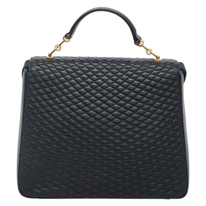 Bally Vintage Handbag Quilted Leather, NAVY, LEATHER, Handbag