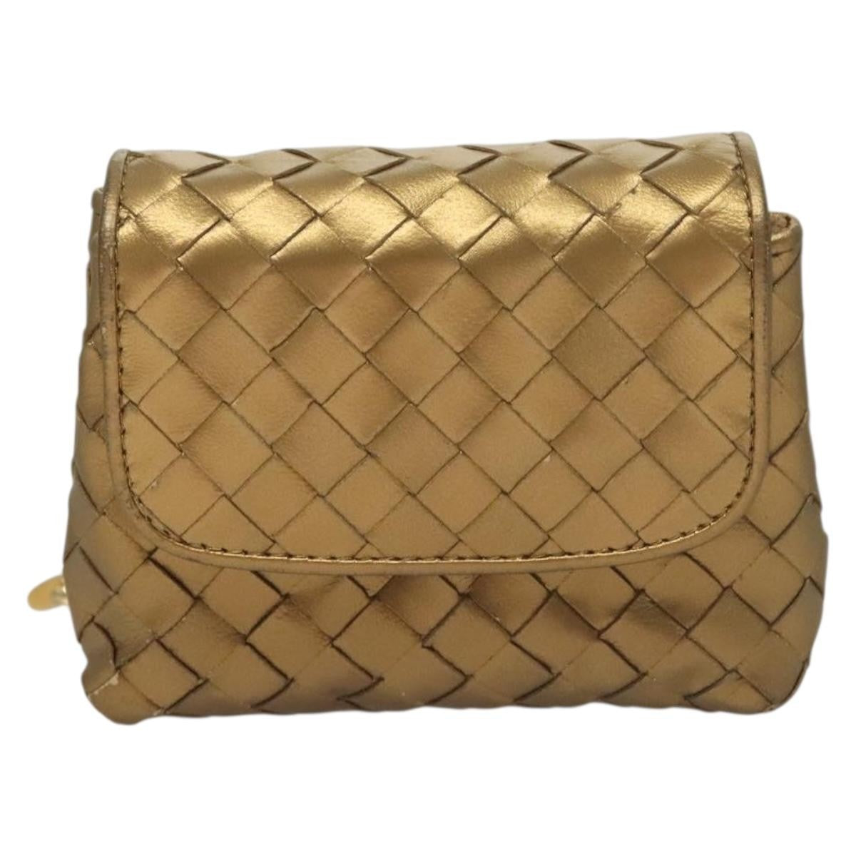 Bottega Veneta Chain Flap Shoulder Bag Leather, GOLD, LEATHER, Shoulder bag