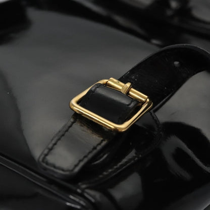 Gucci Vintage Bamboo Backpack Patent, Black, Patent Leather, Backpack