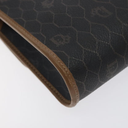 Christian Dior Vintage Honeycomb Flap Crossbody Bag Coated Canvas, BLACK, CANVAS, Crossbody bag