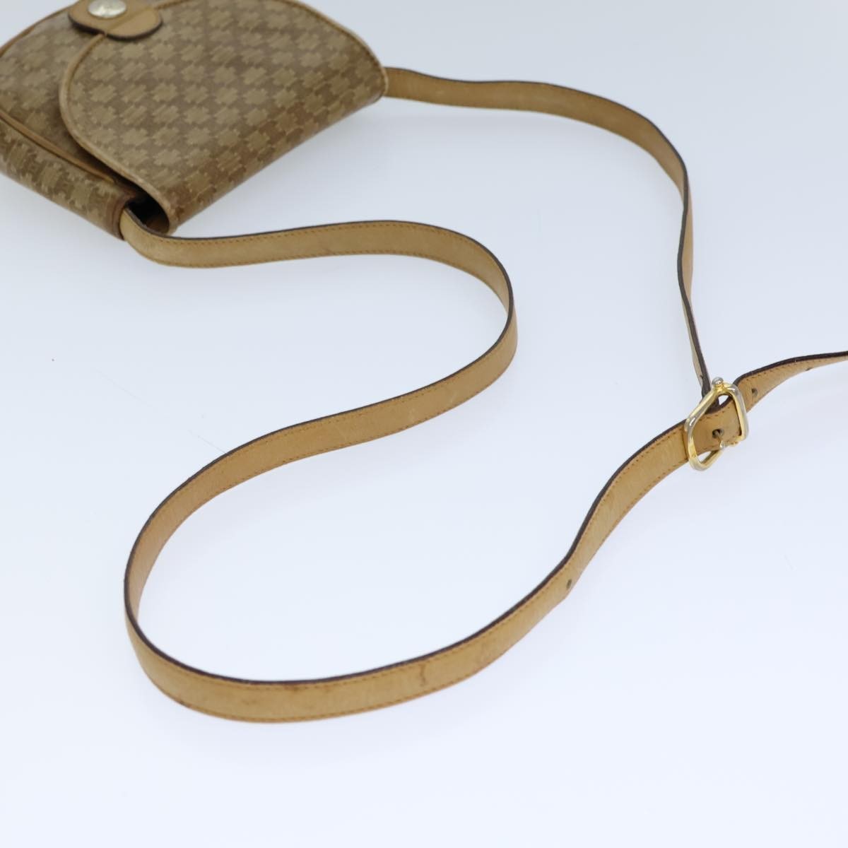 Celine Macadam Shoulder Bag Leather, BEIGE, CANVAS, Shoulder bag