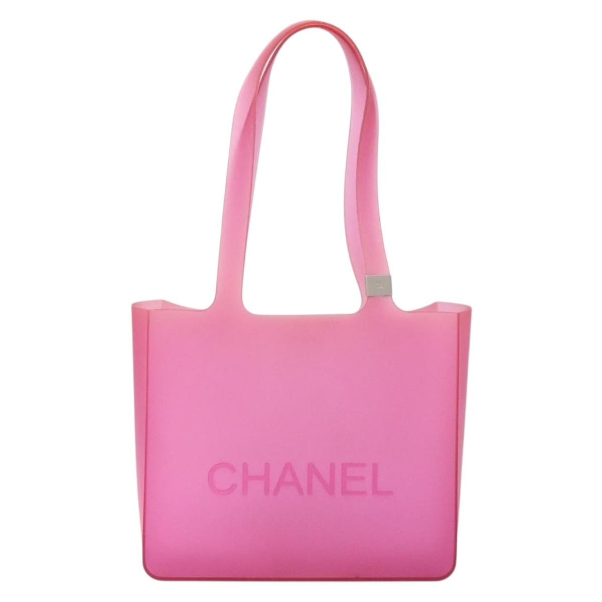 Chanel Logo Tote bag Rubber, PINK, RUBBER, Tote bag