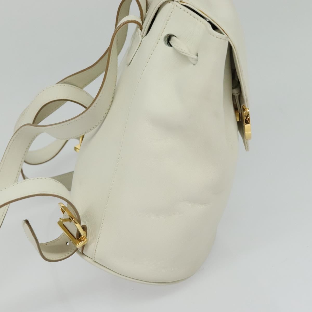 Salvatore Ferragamo Gancini Flap Drawstring Backpack Leather, WHITE, LEATHER, Backpack