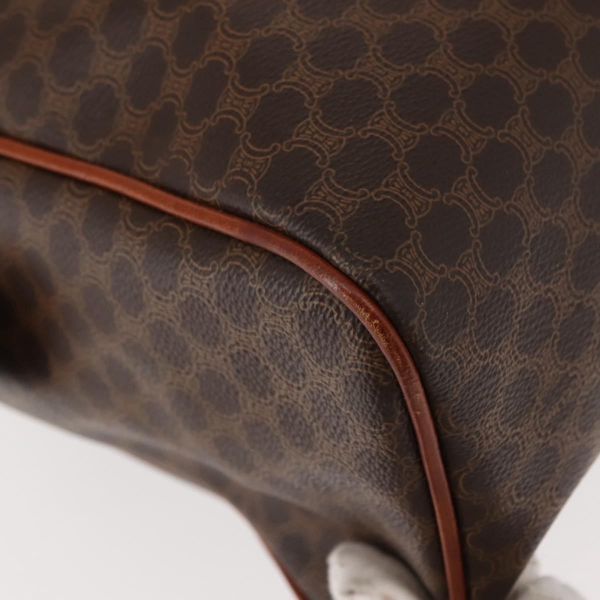 Celine Vintage Macadam Handbag Canvas and Leather, BROWN, CANVAS, Handbag