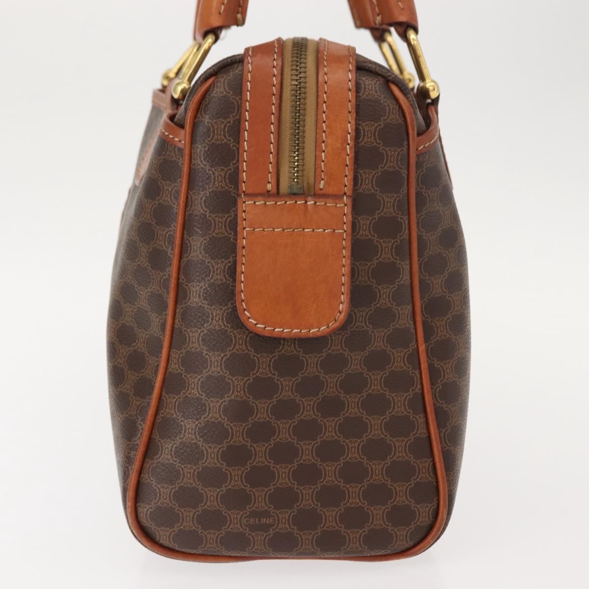 Celine Vintage Macadam Handbag Canvas and Leather, BROWN, CANVAS, Handbag