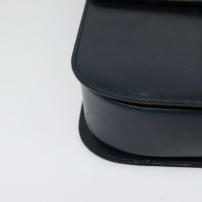 Celine Circle logo Leather, NAVY, LEATHER, Shoulder bag