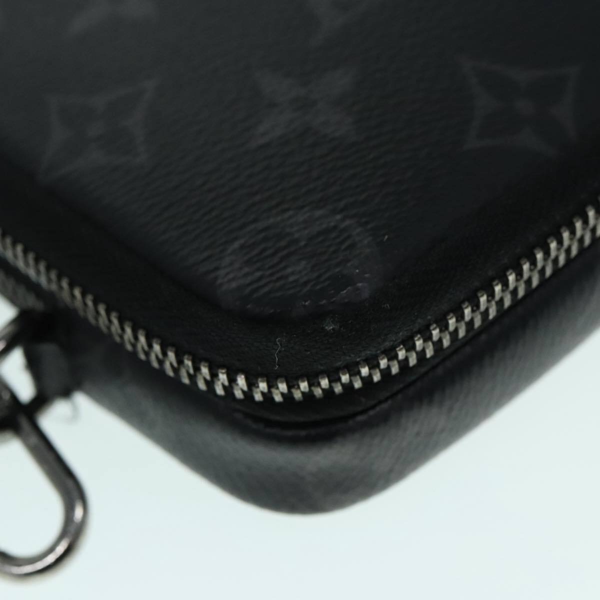 Louis Vuitton Double Phone Pouch Reverse Monogram Eclipse Canvas, GRAY, CANVAS, Tech accessory