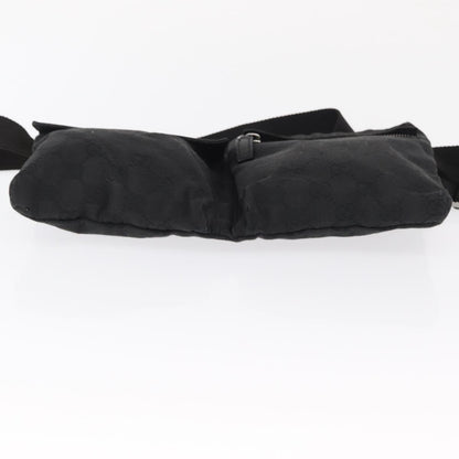 Gucci Vintage Double Belt Bag GG Canvas with Leather, BLACK, CANVAS, Clutche & pouche