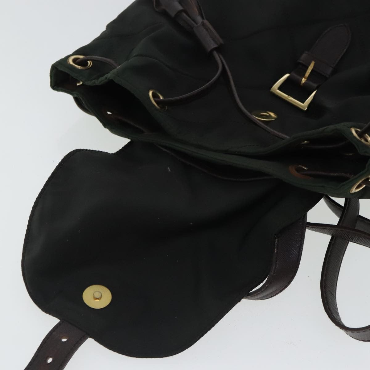 Prada Buckle Backpack Quilted Tessuto, GREEN, NYLON, Backpack
