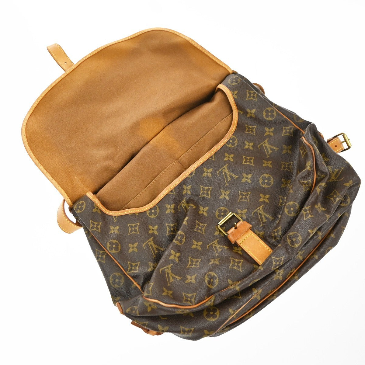 Louis Vuitton Saumur Handbag Monogram Canvas, BROWN, CANVAS, Shoulder bag
