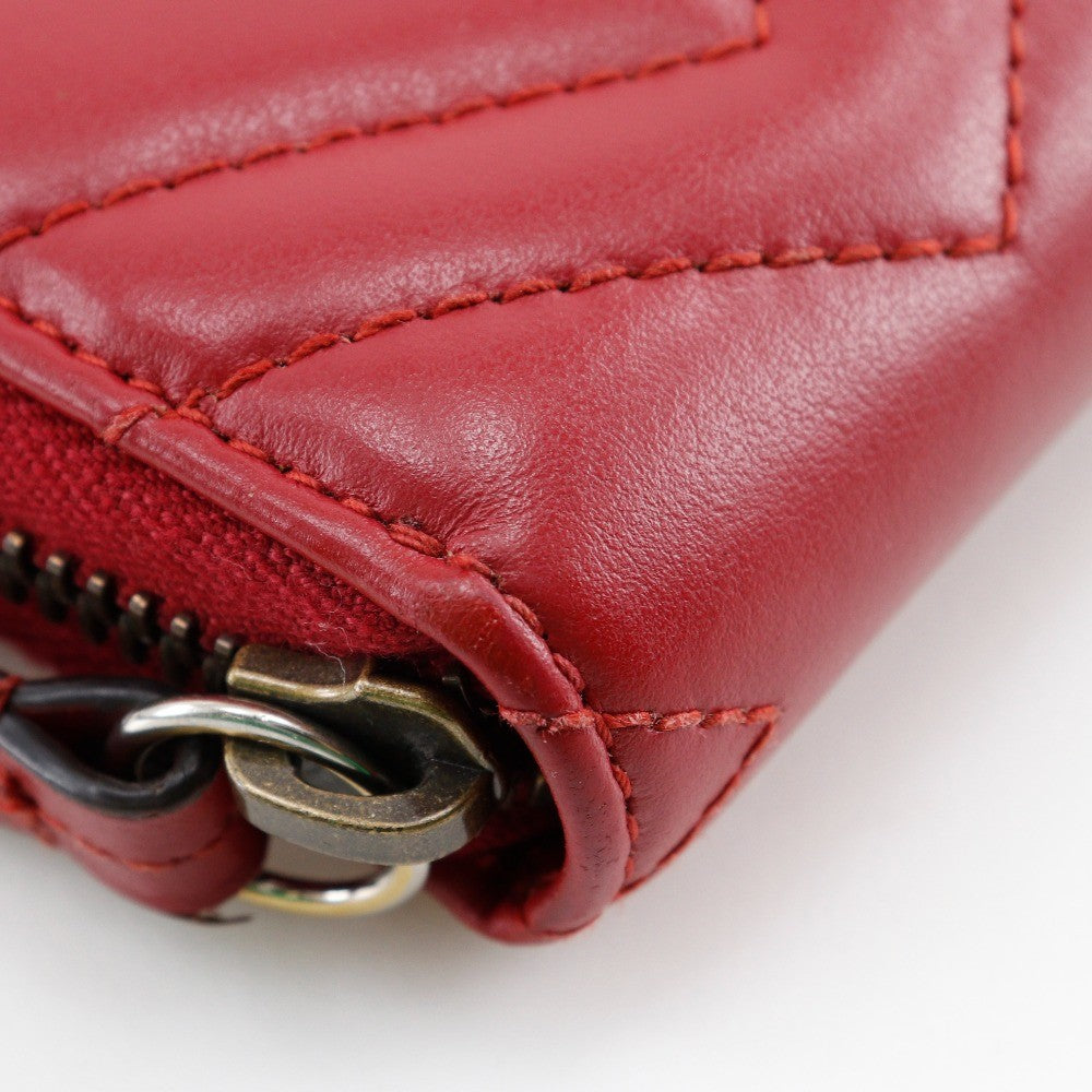 Gucci GG Marmont Zip Around Wallet Matelasse Leather, RED, LEATHER, Wallets