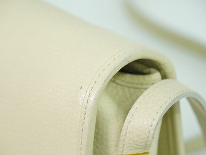 Saint Laurent Vintage Flap Crossbody Bag Leather, ECRU, LEATHER, Shoulder bag