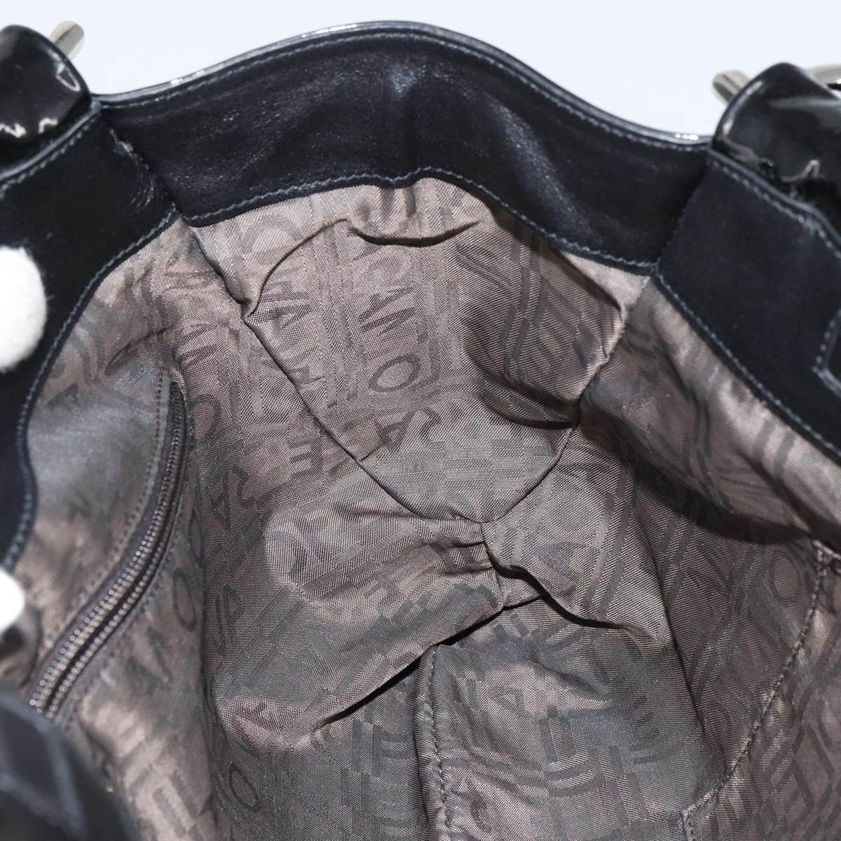 Salvatore Ferragamo Gancini Tote Patent leather, BLACK, PATENT_LEATHER, Tote bag