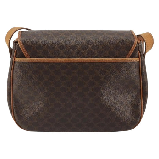 Celine Vintage Macadam Shoulder Bag Canvas and Leather, Brown, Canvas, Shoulder Bag