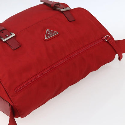 Prada Zip Buckle Messenger Bag Tessuto, Red, Nylon, Shoulder Bag