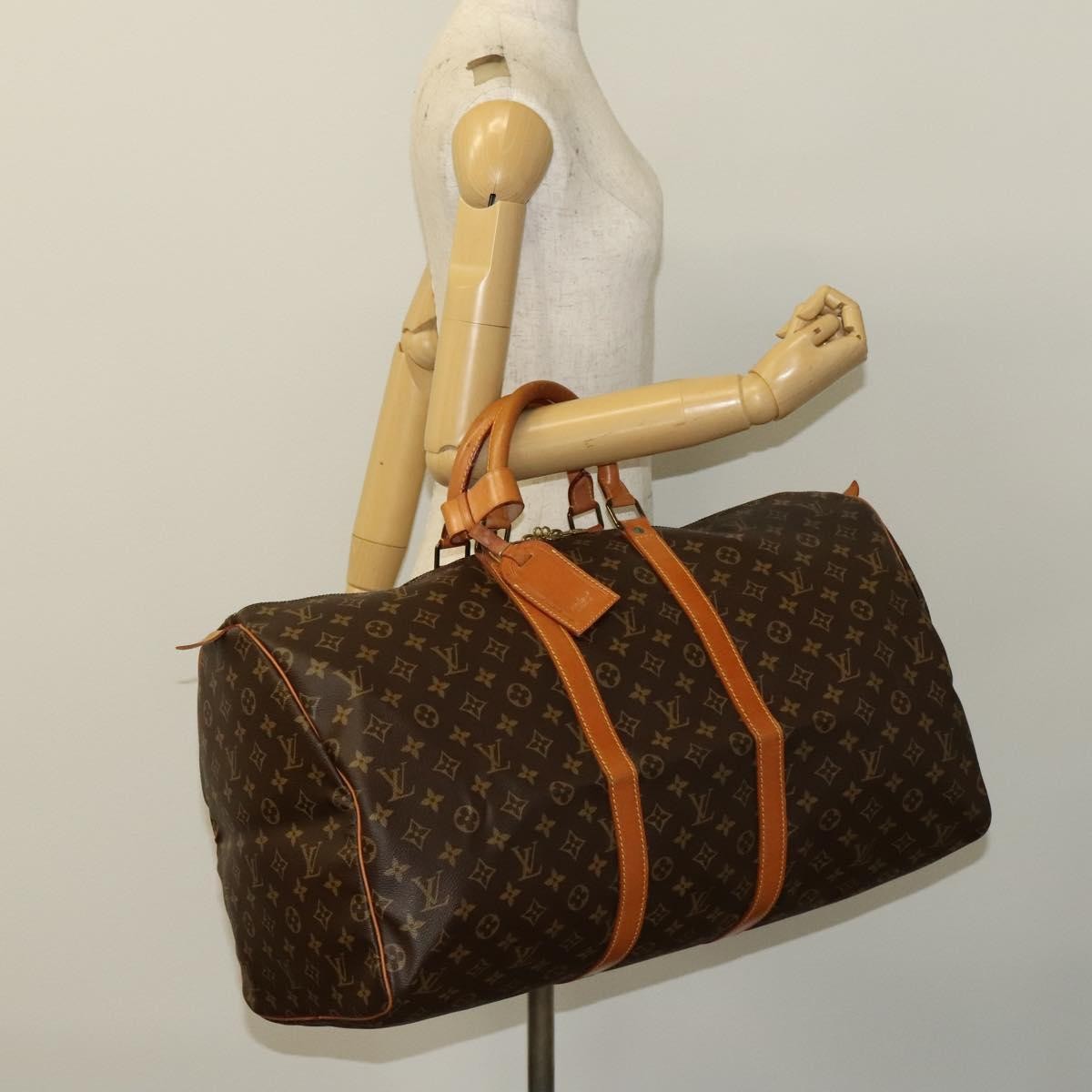 Louis Vuitton Keepall Bag Monogram Canvas, BROWN, CANVAS, Travel bag
