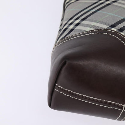 Burberry Nova Check Blue Label Canvas, Gray, Nylon, Shoulder Bag