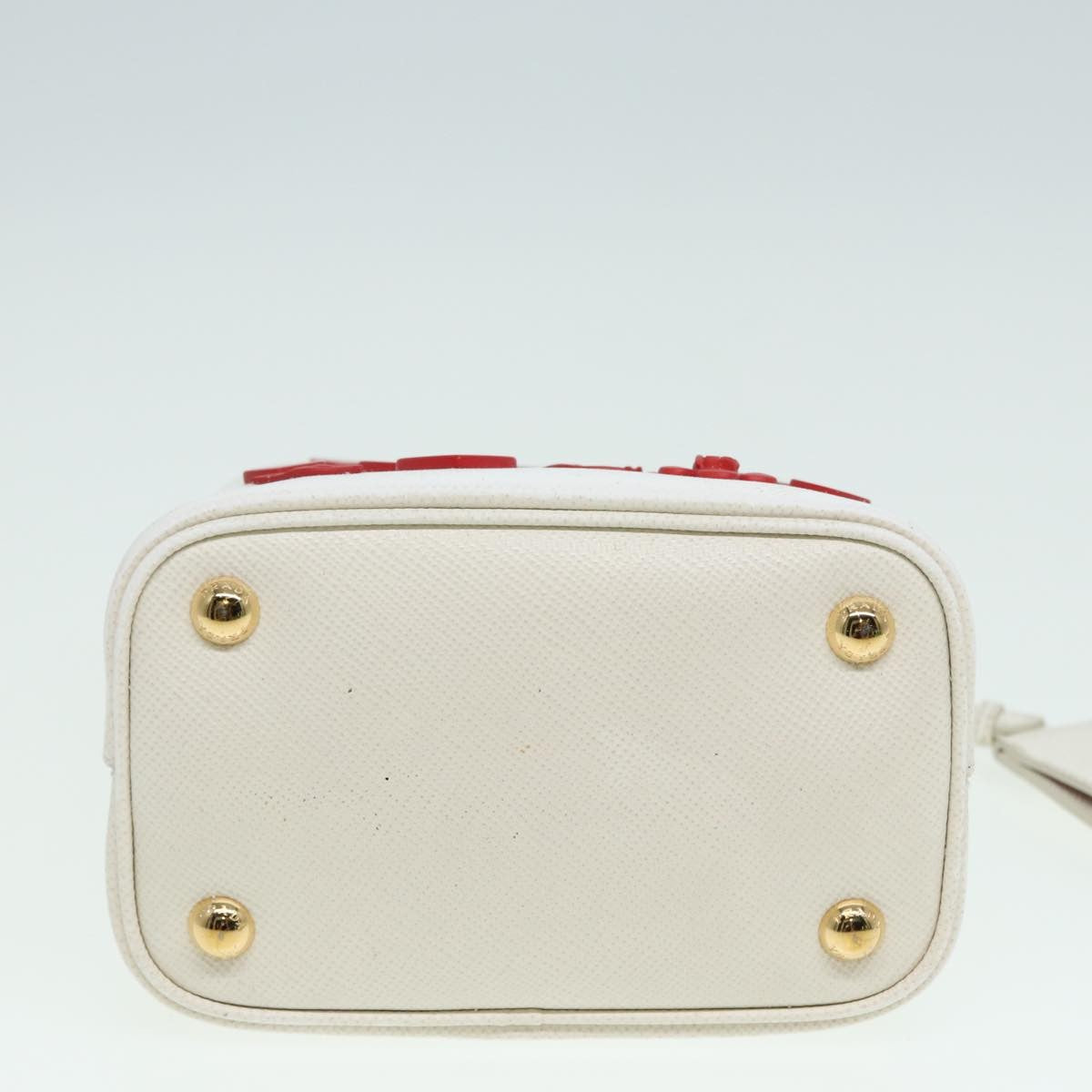 Prada Panier Bucket Bag Embellished Saffiano Leather, WHITE, LEATHER, Handbag