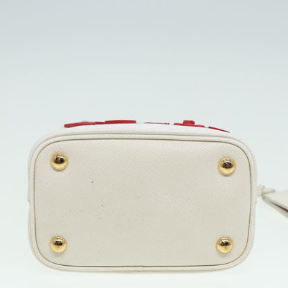 Prada Panier Bucket Bag Embellished Saffiano Leather, WHITE, LEATHER, Handbag