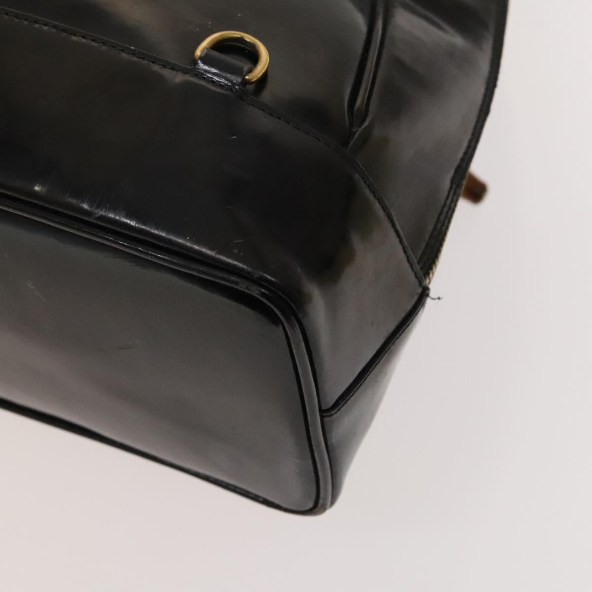 Gucci Vintage Bamboo Backpack Patent, Black, Patent Leather, Backpack