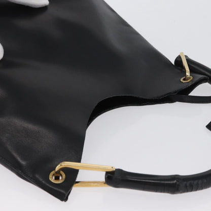 Gucci Vintage Bamboo Hobo Leather, BLACK, LEATHER, Tote bag