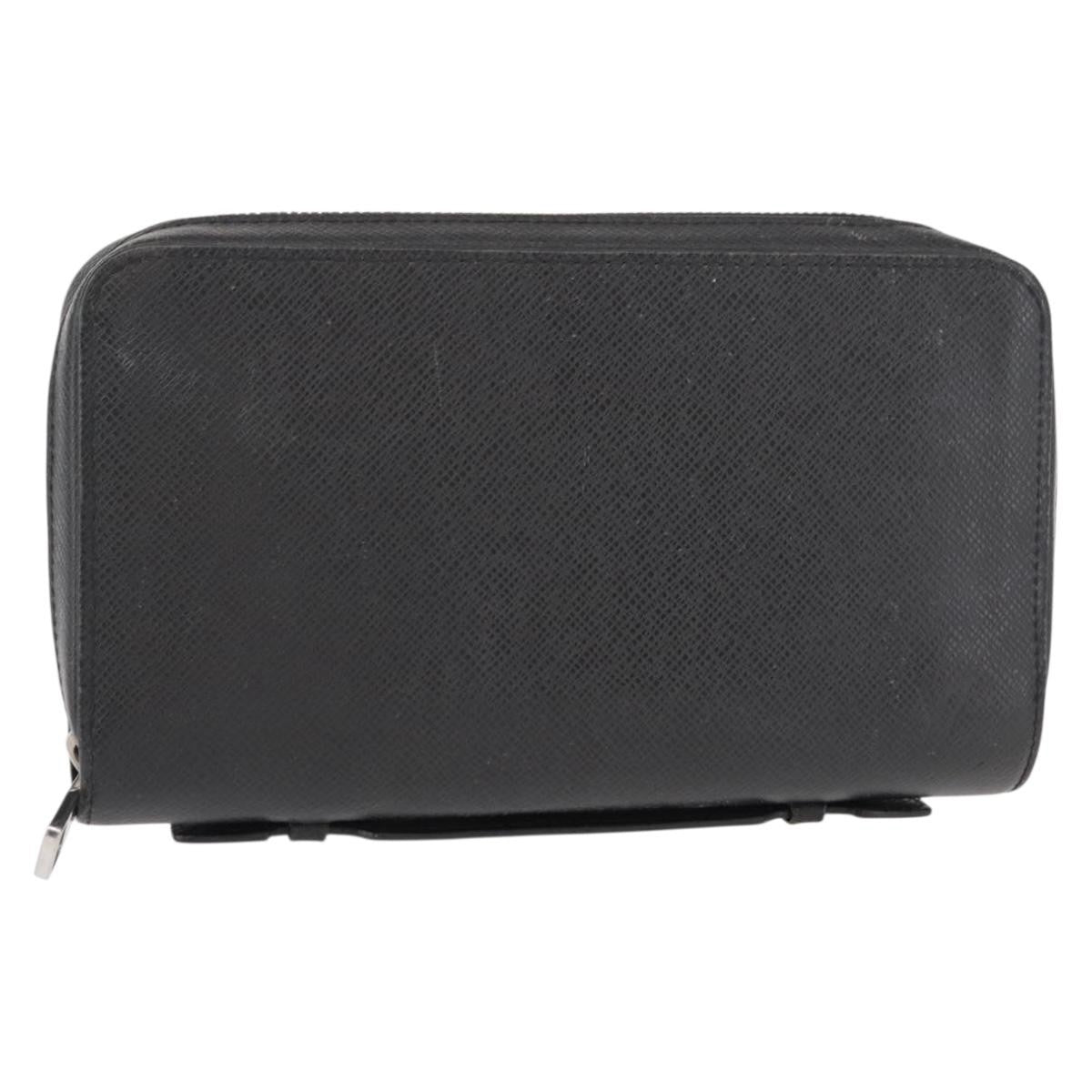 Louis Vuitton Zippy XL Taiga Leather, BLACK, LEATHER, Wallets