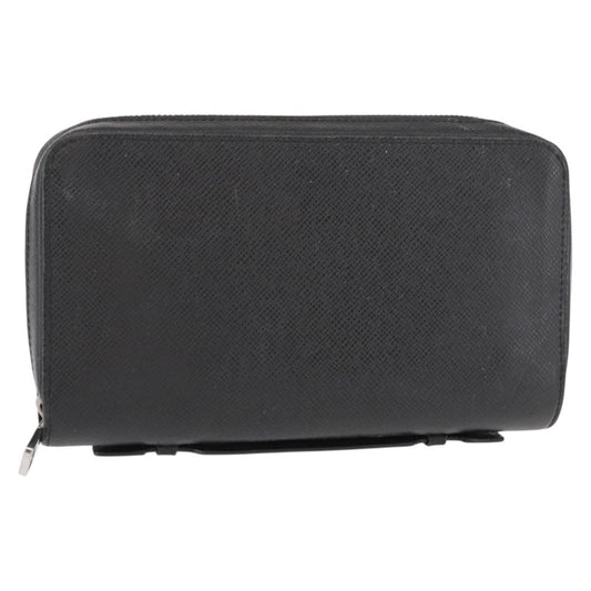 Louis Vuitton Zippy XL Taiga Leather, BLACK, LEATHER, Wallets
