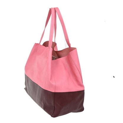 Celine Horizontal Bi-Cabas Tote Leather, PINK, LEATHER, Handbag