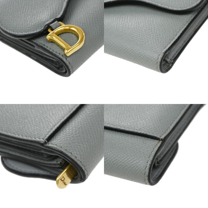 Christian Dior Saddle Trifold Flap Wallet Leather, BLUE, LEATHER, Wallets