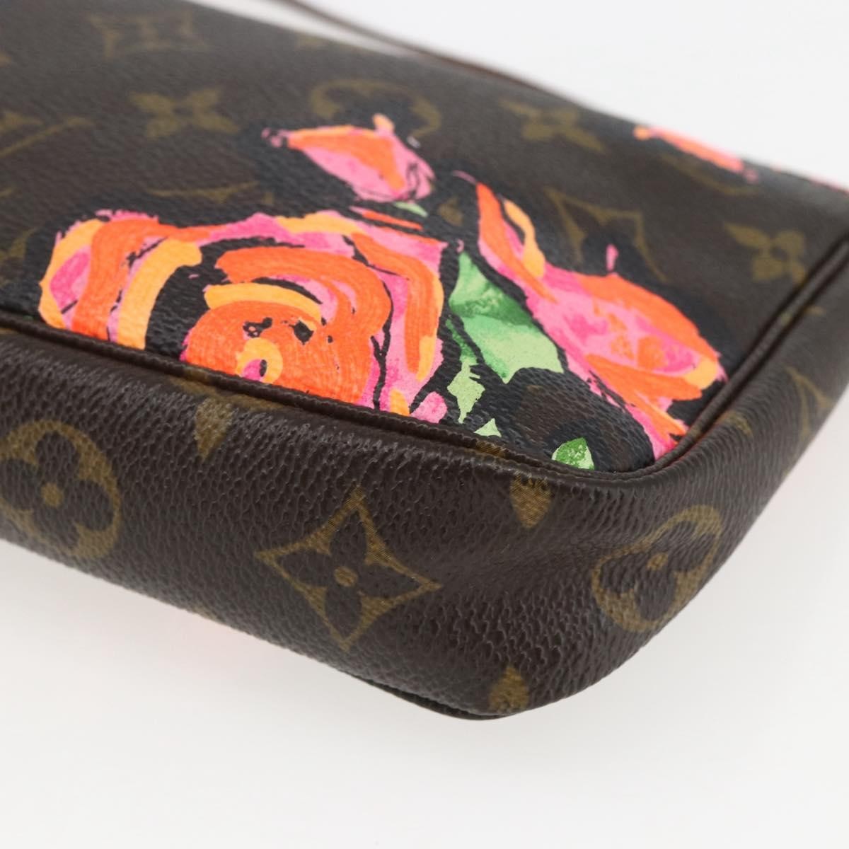 Louis Vuitton Pochette Accessoires Limited Edition Monogram Roses, BROWN, CANVAS, Clutche & pouche