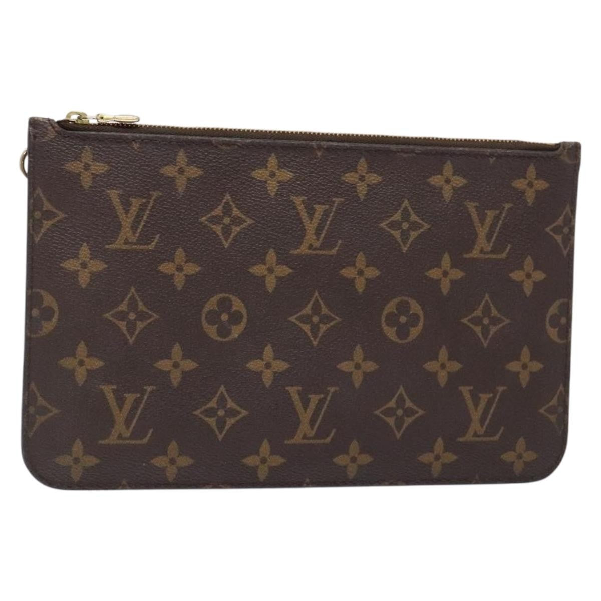 Louis Vuitton Neverfull Pochette Monogram Canvas, BROWN, CANVAS, Tote bag
