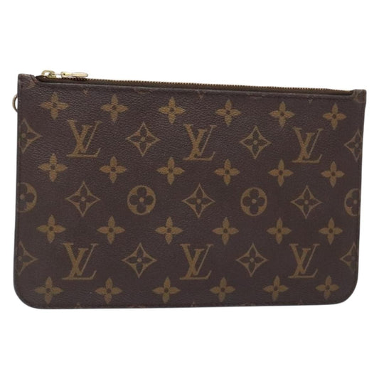 Louis Vuitton Neverfull Pochette Monogram Canvas, BROWN, CANVAS, Tote bag