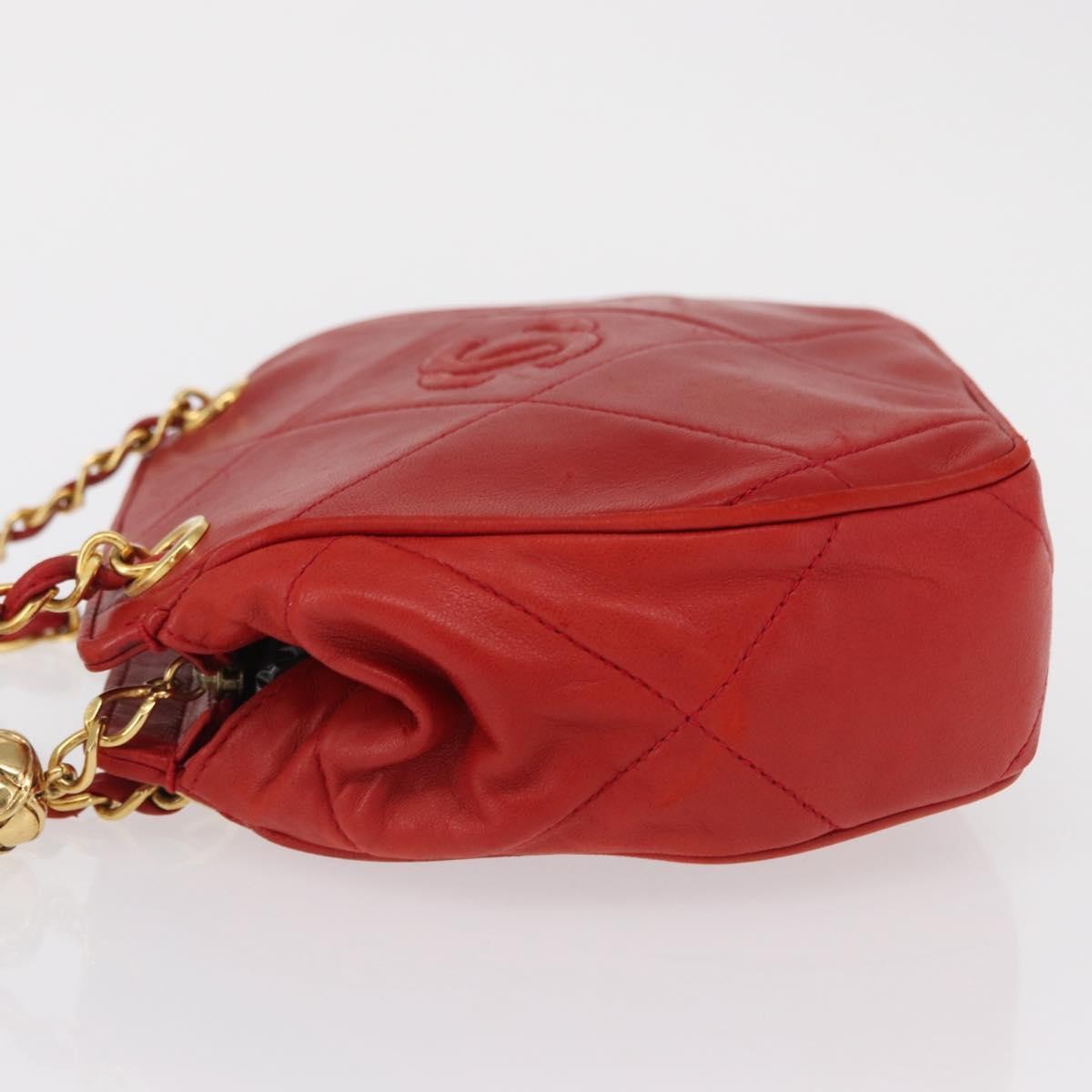 Chanel Vintage Diamond CC Tassel Shoulder Bag Quilted Leather, RED, LEATHER, Shoulder bag
