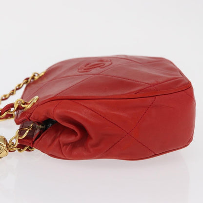 Chanel Vintage Diamond CC Tassel Shoulder Bag Quilted Leather, RED, LEATHER, Shoulder bag