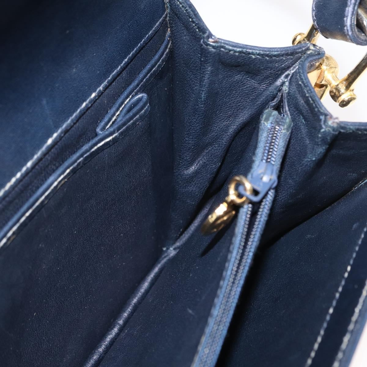 Celine Vintage Carriage Flap Bag Leather, NAVY, LEATHER, Shoulder bag