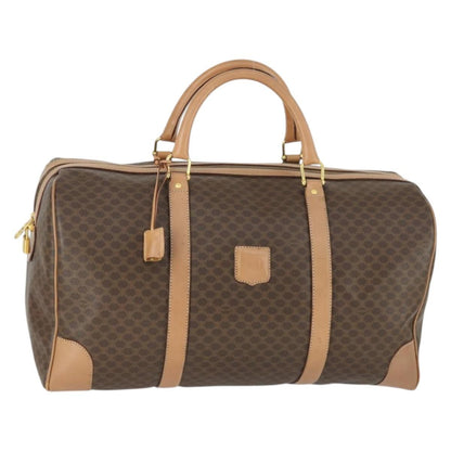 Celine Vintage Duffle Bag Canvas and Leather, BROWN, CANVAS, Travel bag