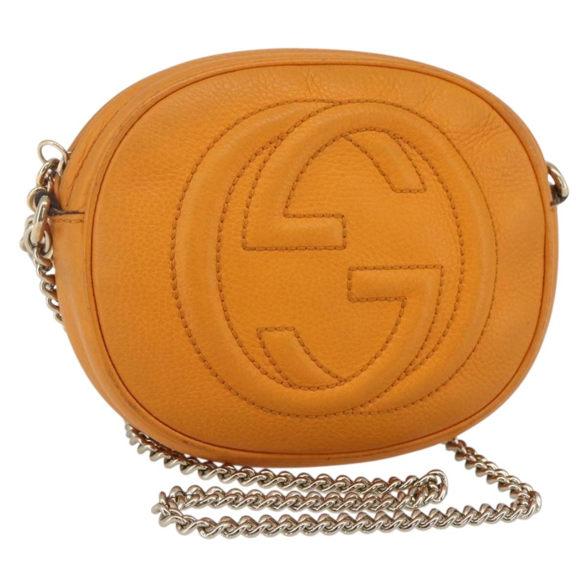 Gucci Soho Chain Bag Leather, ORANGE, LEATHER, Shoulder bag