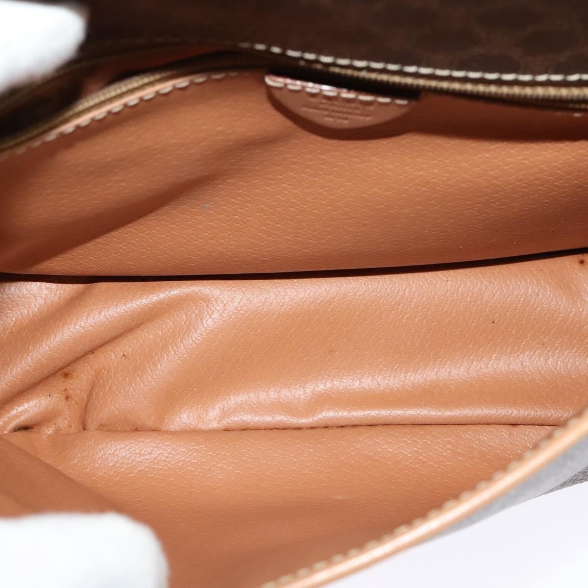 Celine Vintage Macadam Circle Logo Shoulder Bag Canvas and Leather, Brown, Canvas, Shoulder Bag