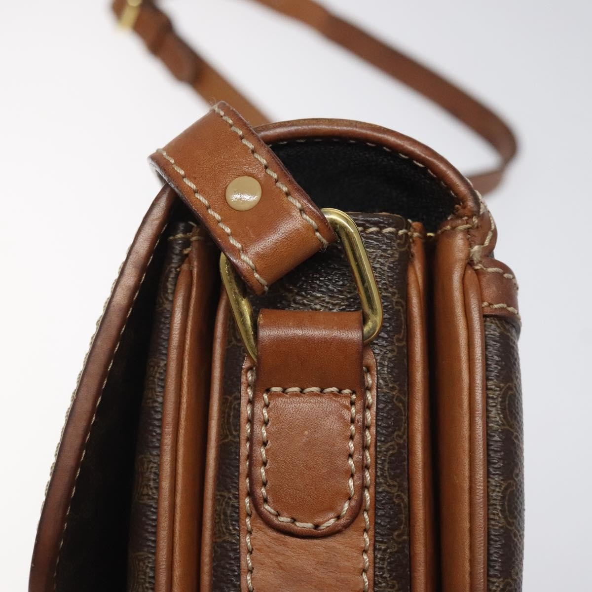 Celine Macadam Shoulder Bag Canvas, BROWN, CANVAS, Shoulder bag