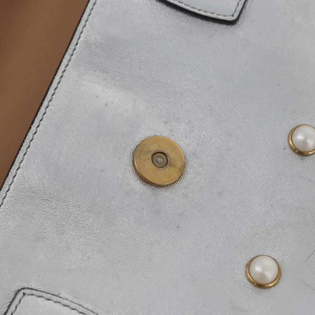 Gucci Broadway Pearly Bee Shoulder Bag Embellished Leather, SILVER, LEATHER, Shoulder bag