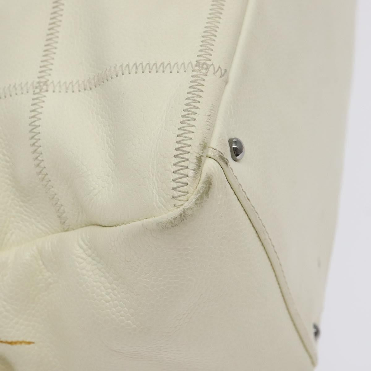 Chanel Chocolate Bar CC Bowler Bag Caviar skin, WHITE, LEATHER, Handbag