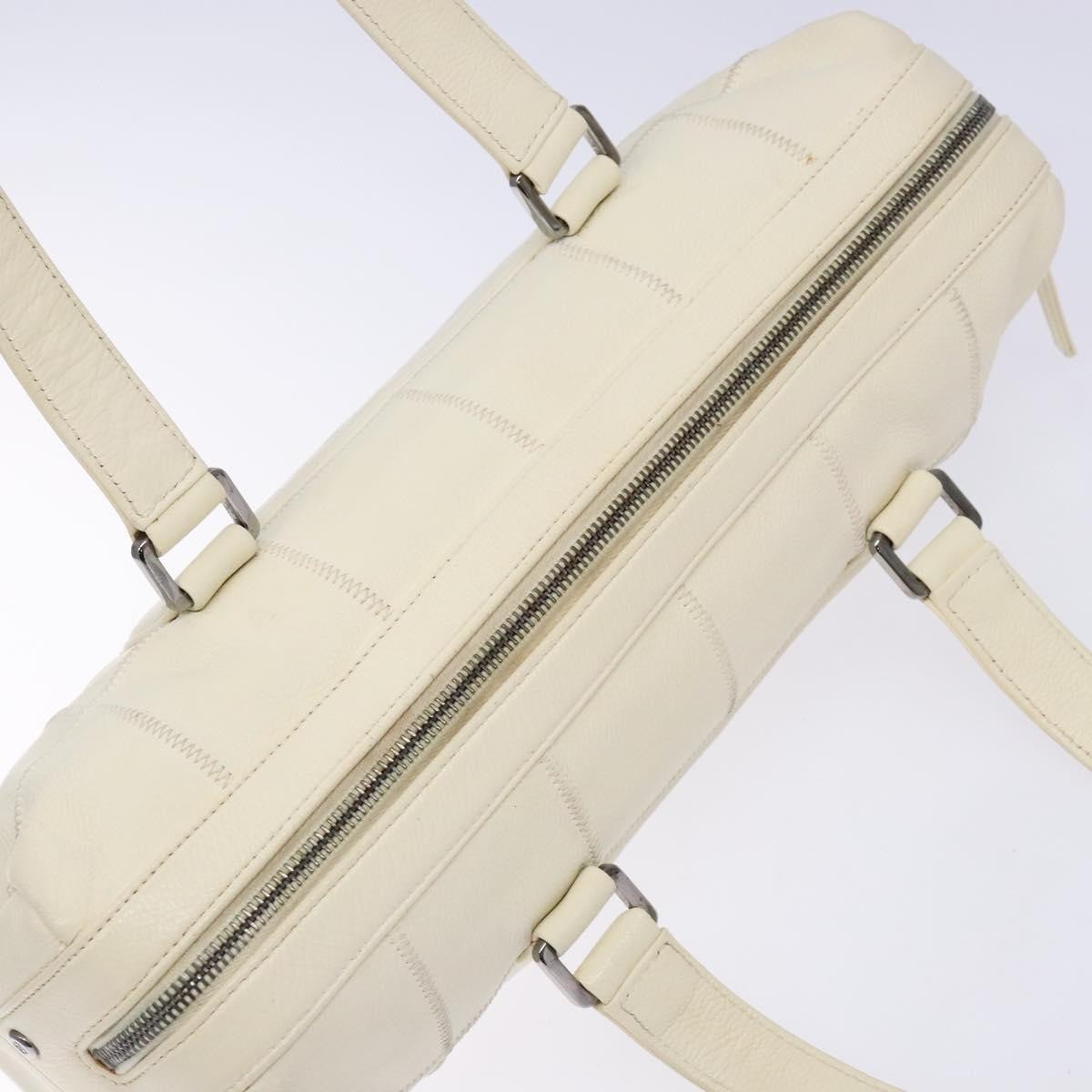 Chanel Square Stitch Duffle Bag Quilted Caviar, WHITE, LEATHER, Travel bag