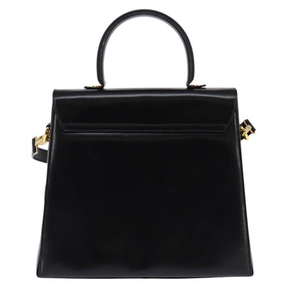 Salvatore Ferragamo Gancini Convertible Top Handle Bag Leather, BLACK, LEATHER, Handbag