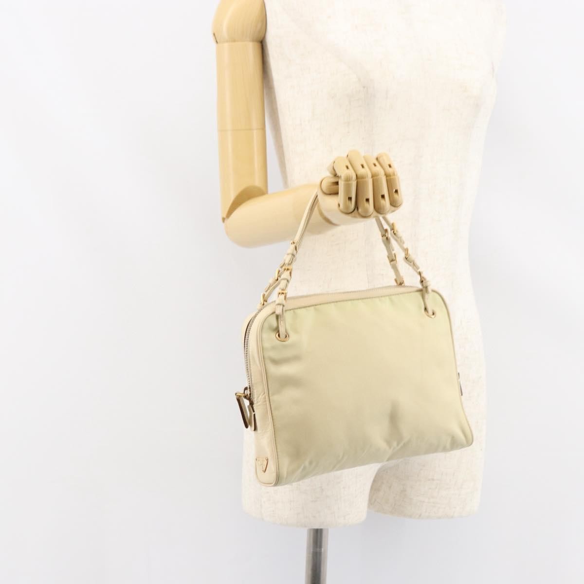 Prada Vintage Handbag Tessuto, Beige, Nylon, Handbag
