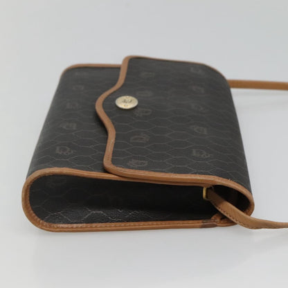 Christian Dior Vintage Honeycomb Flap Crossbody Bag Coated Canvas, BLACK, CANVAS, Shoulder bag