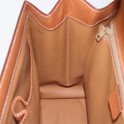 Celine Vintage Macadam Handbag Canvas and Leather, BEIGE, CANVAS, Handbag