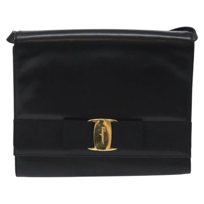 Salvatore Ferragamo Vala Shoulder Bag Leather, BLACK, LEATHER, Shoulder bag