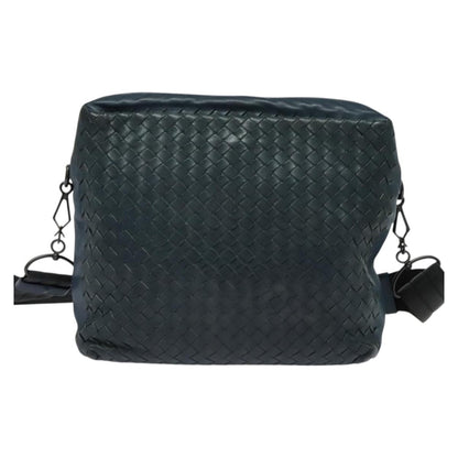 Bottega Veneta Flat Messenger Bag Intrecciato Nappa, BLUE, LEATHER, Shoulder bag